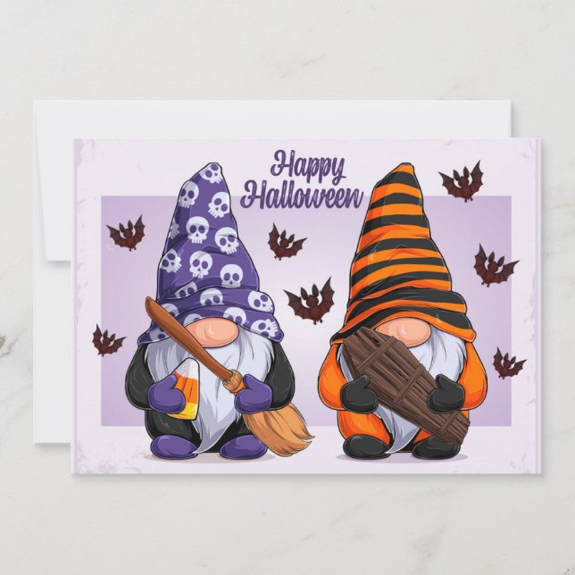 Tarjeta Festiva Gnomos de Halloween  (Anverso)