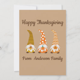 Tarjeta Festiva Gnomos de Otoño Feliz Día de Acción de Gracias