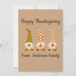 Tarjeta Festiva Gnomos de Otoño Feliz Día de Acción de Gracias 
