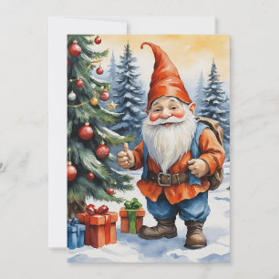 Tarjeta Festiva Gnomos Divertidos Modernos Caprichosos Fantasía Si