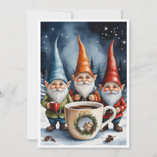 Tarjeta Festiva Gnomos Divertidos Modernos Caprichosos Fantasía Si