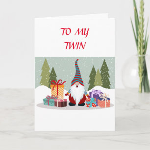 TARJETA FESTIVA *GNOMOS GEMELAS* PARA *MI GEMELA* EN LAS VACACIONE
