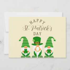 Tarjeta Festiva Gnomos Lindos Verde Feliz Día de San Patricio Mode