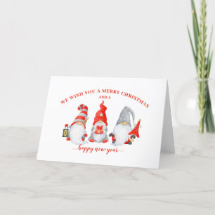 Tarjeta Festiva Gnomos Navideños Personalizados Lindos