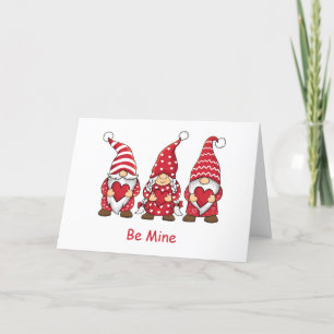 Tarjeta Festiva Gnomos rojos con corazones Día de San Valentín per