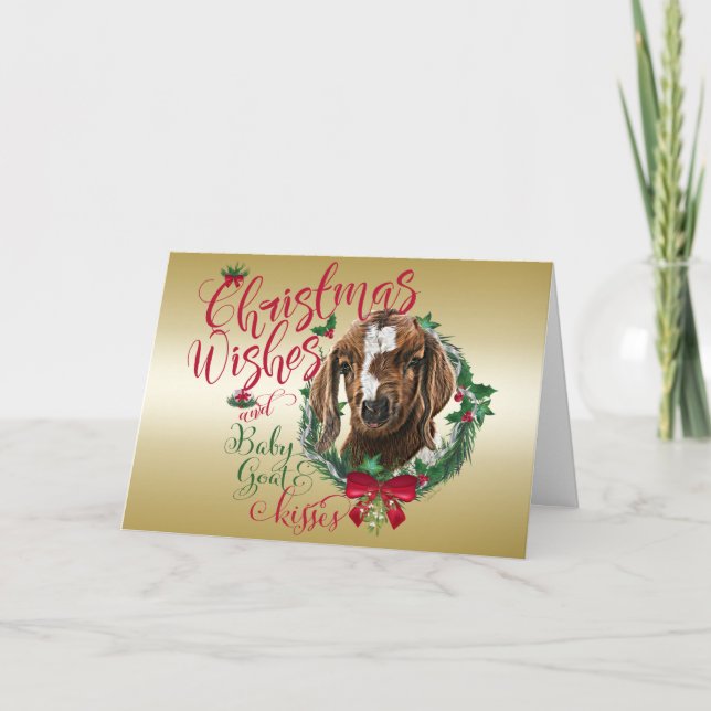 Tarjeta Festiva GOAT | Navidades Desean Beber Besa De Cabra (Anverso)