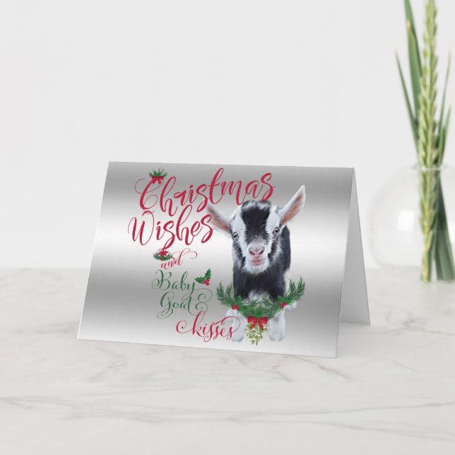 Tarjeta Festiva GOAT | Navidades Desean Bebés De Cabra Bebé Nigeri (Anverso)