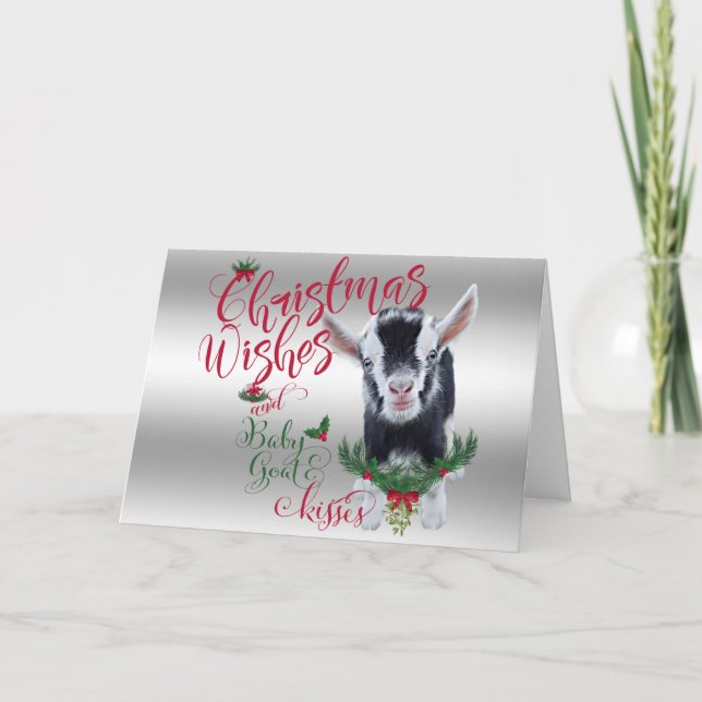 Tarjeta Festiva GOAT | Navidades Desean Bebés De Cabra Bebé Nigeri (Anverso)