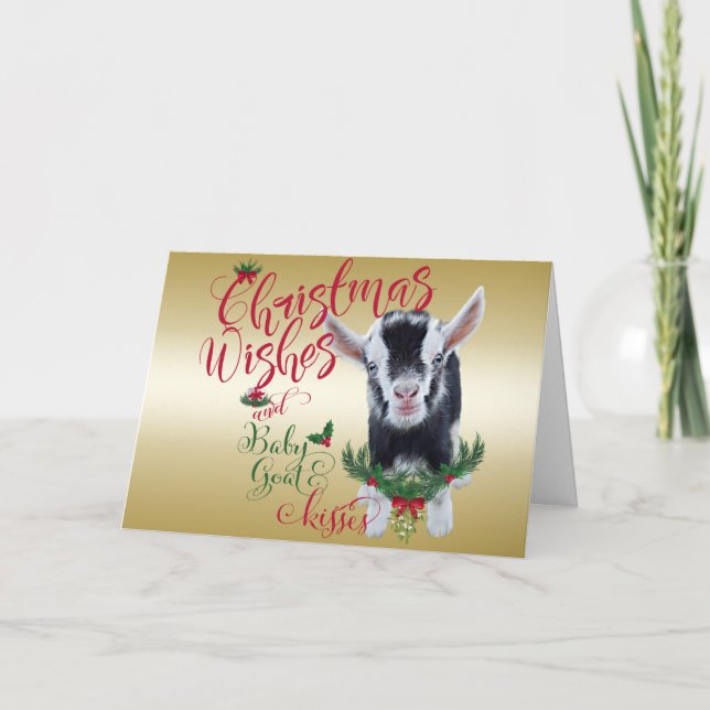 Tarjeta Festiva GOAT | Navidades Desean Bebés De Cabra Bebé Nigeri (Anverso)