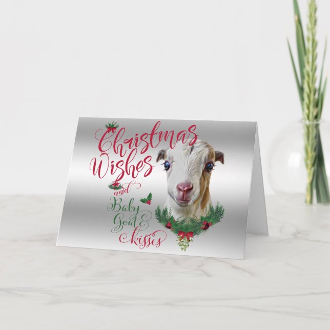 Tarjeta Festiva GOAT | Navidades Desean Bebés De Cabra LaMancha (Anverso)