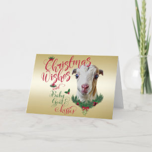 Tarjeta Festiva GOAT   Navidades Desean Bebés De Cabra LaMancha
