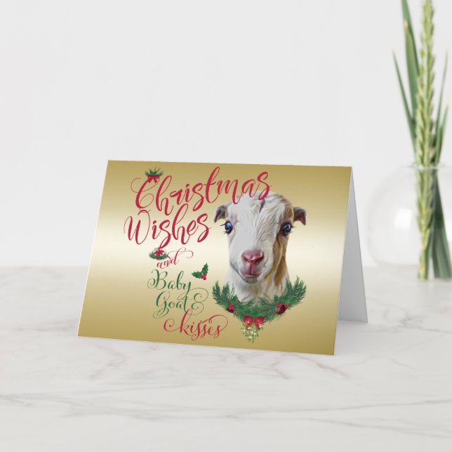 Tarjeta Festiva GOAT | Navidades Desean Bebés De Cabra LaMancha (Anverso)