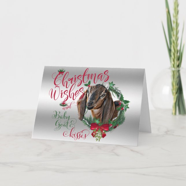 Tarjeta Festiva GOAT | Navidades Desean Bebés De Cabra Nubia 3 (Anverso)