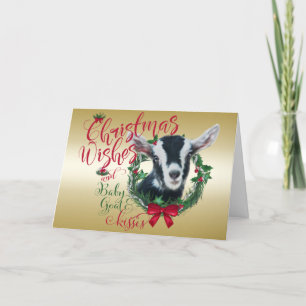 Tarjeta Festiva GOAT   Navidades Desean Besos De Cabra Alpina Bebé