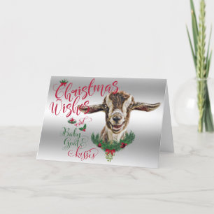 Tarjeta Festiva GOAT   Navidades Desean Besos De Cabra Bebé Tog