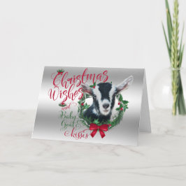 Tarjeta Festiva GOAT | Navidades Desean Que La Cabra Bebé Besa Alp