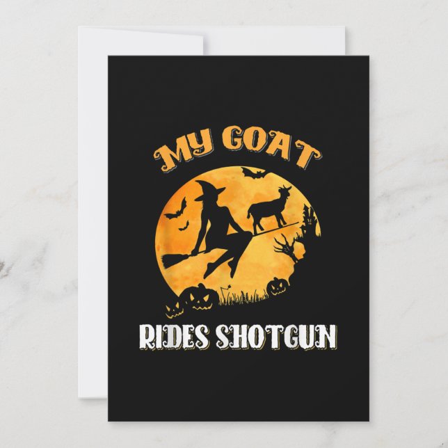Tarjeta Festiva Goat Shotgun Scary Halloween (Anverso)