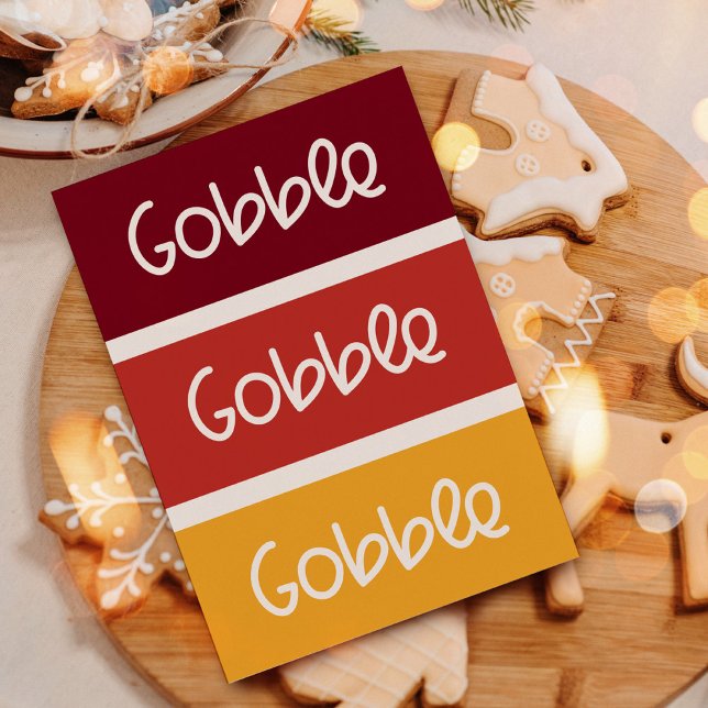 Tarjeta Festiva Gobble Gobble Gobble Moderno Acción de Gracias (Subido por el creador)