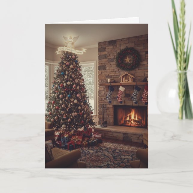 Tarjeta Festiva God, Family, Country Christmas Card (Anverso)