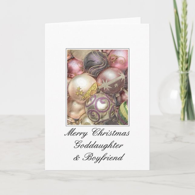 Tarjeta Festiva Goddaughter & Boyfriend Merry Christmas card (Anverso)