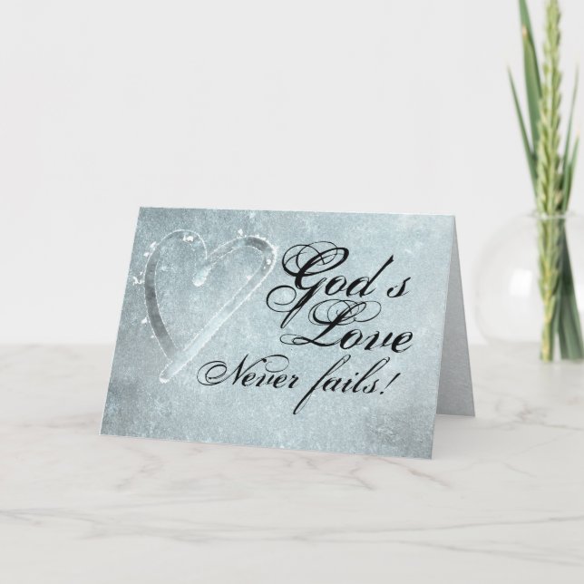 Tarjeta Festiva God's Love Never Fails Valentine's Day (Anverso)