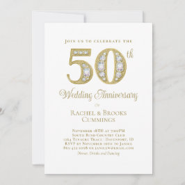 Tarjeta Festiva Gold 50th Anniversary Party Invitation