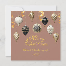 Tarjeta Festiva Gold and Black Christmas Baubles