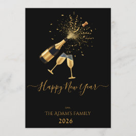 Tarjeta Festiva Gold Champagne Happy New Year Photo