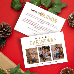 Tarjeta Festiva Gold Classic Stylish Luxurious Christmas 3 Photos