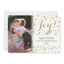 Gold Confetti Joy Holiday Photo Card