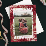 Tarjeta Festiva Gold Foil Branches 3 Photo Christmas<br><div class="desc">An elegant photo holiday card featuring hand drawn pine branches in a festive faux foil gold and red color palette designed by Stacey Meacham. The backside offers another opportunity for additional customer photos and a heartfelt holiday messages to friends and family.</div>