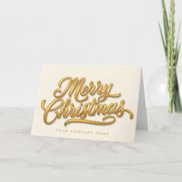 Tarjeta Festiva Gold Foil Retro Script Merry Christmas