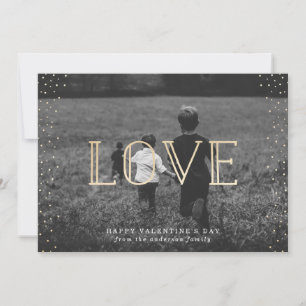 Tarjeta Festiva Gold Love   Valentine's Day Photo Card