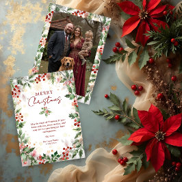 Tarjeta Festiva Gold Luxurious Classy Christmas Holly Branches