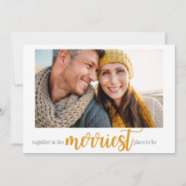 Tarjeta Festiva Gold Merriest Place to Be Christmas Photo Card