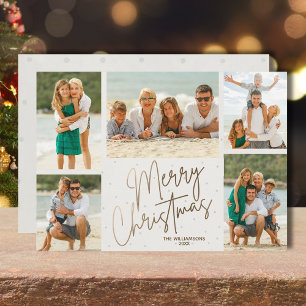 Tarjeta Festiva Gold Merry Christmas Five Fotos