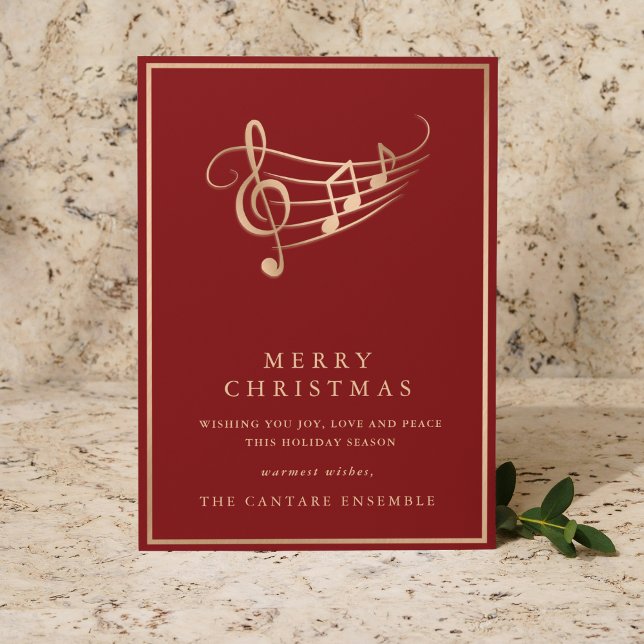 Tarjeta Festiva Gold Music Notes Elegant Musical Christmas Card (Subido por el creador)