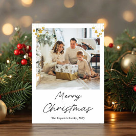 Tarjeta Festiva Gold Ornament Christmas Photo Greeting Card