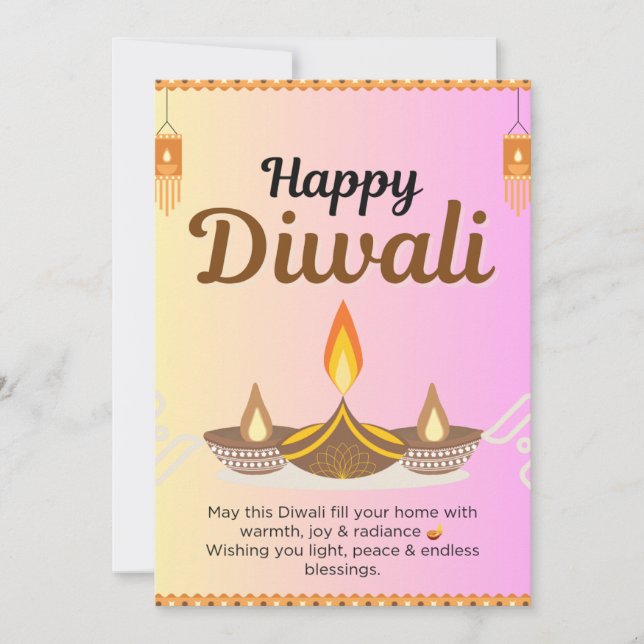 Tarjeta Festiva Gold & Purple Diwali Greeting Card (Anverso)