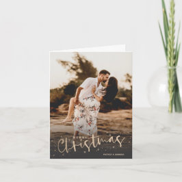 Tarjeta Festiva Gold Script Merry Christmas Photo