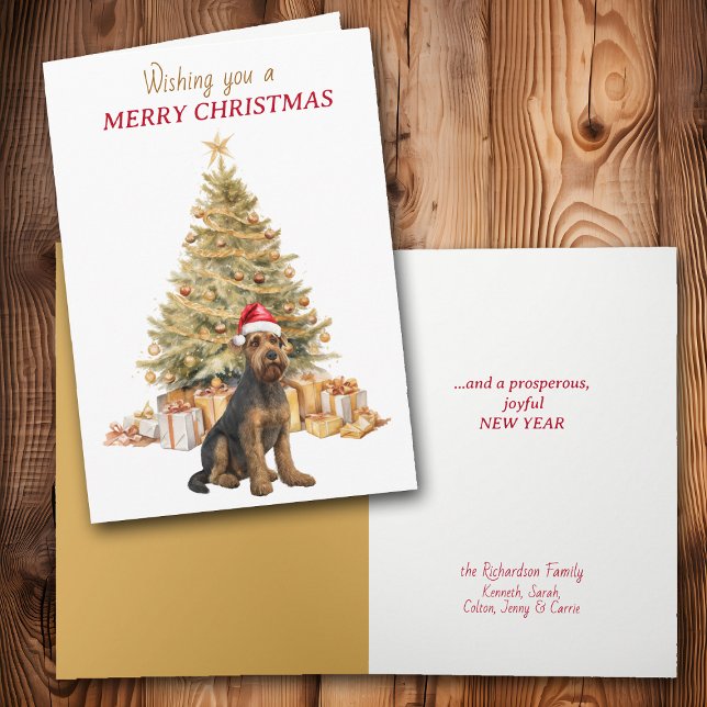 Tarjeta Festiva Gold Tree Airedale Terrier Dog Christmas Card (Subido por el creador)