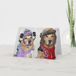 Tarjeta Festiva Golden agrupados para las fiestas de invierno