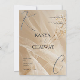 Tarjeta Festiva Golden Blush Botanical Wedding Invitation