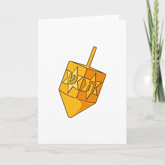 Tarjeta Festiva Golden Dreidel (Anverso)