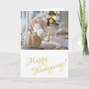 Tarjeta Festiva Golden Elegant Photo Feliz Día de Gracias