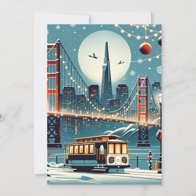 Tarjeta Festiva Golden Gate Holiday Magic - San Francisco Christma (Anverso)