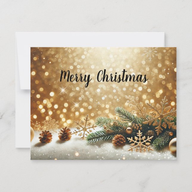 Tarjeta Festiva Golden Glitter Christmas Background with Copy Spac (Anverso)