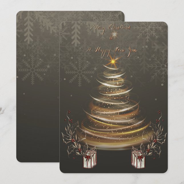 Tarjeta Festiva Golden Glow Christmas Holiday Christmas Card  (Anverso / Reverso)