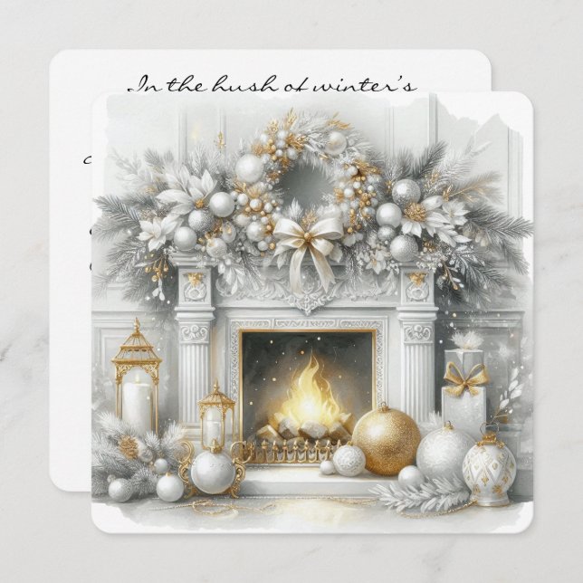 Tarjeta Festiva Golden Hearth & Holiday Grace (Anverso / Reverso)