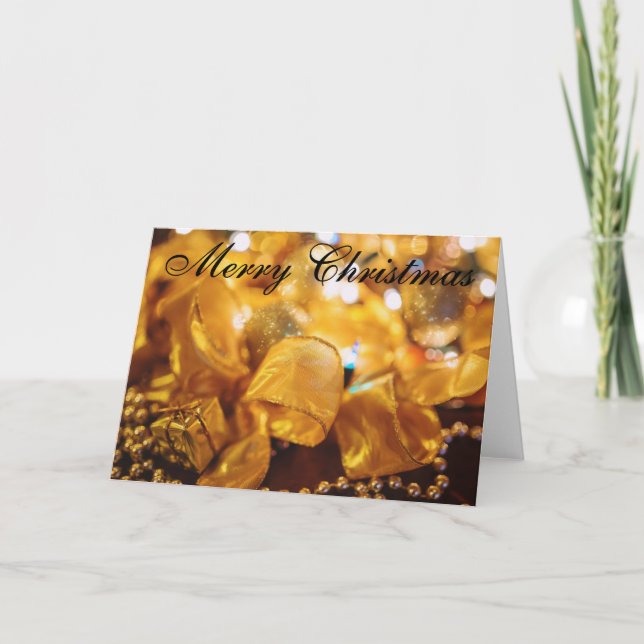 Tarjeta Festiva Golden Merry Christmas (Anverso)